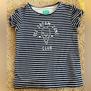 Ice Cream Club Black & White Striped T-Shirt Girls Size 5